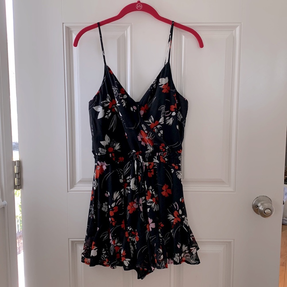 Miami Black Floral Print Romper- Small